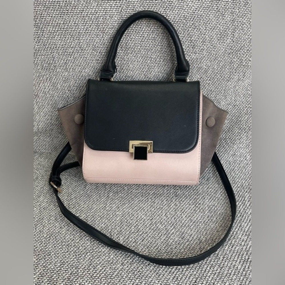Dream Control - Elegant Black and Pink Satchel with Gold Accent - Med